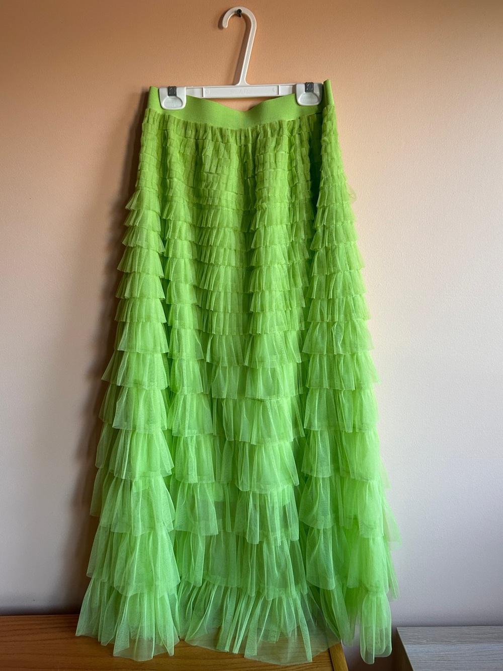 Gabby Isabella Neon Green Tiered Tulle Maxi Skirt